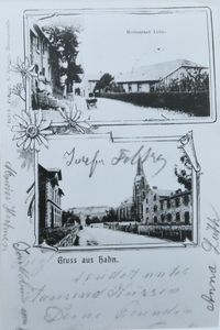 Postkarte des &quot;Restaurant L&ouml;hr&quot; aus Hahn (heute Fam. Weber)